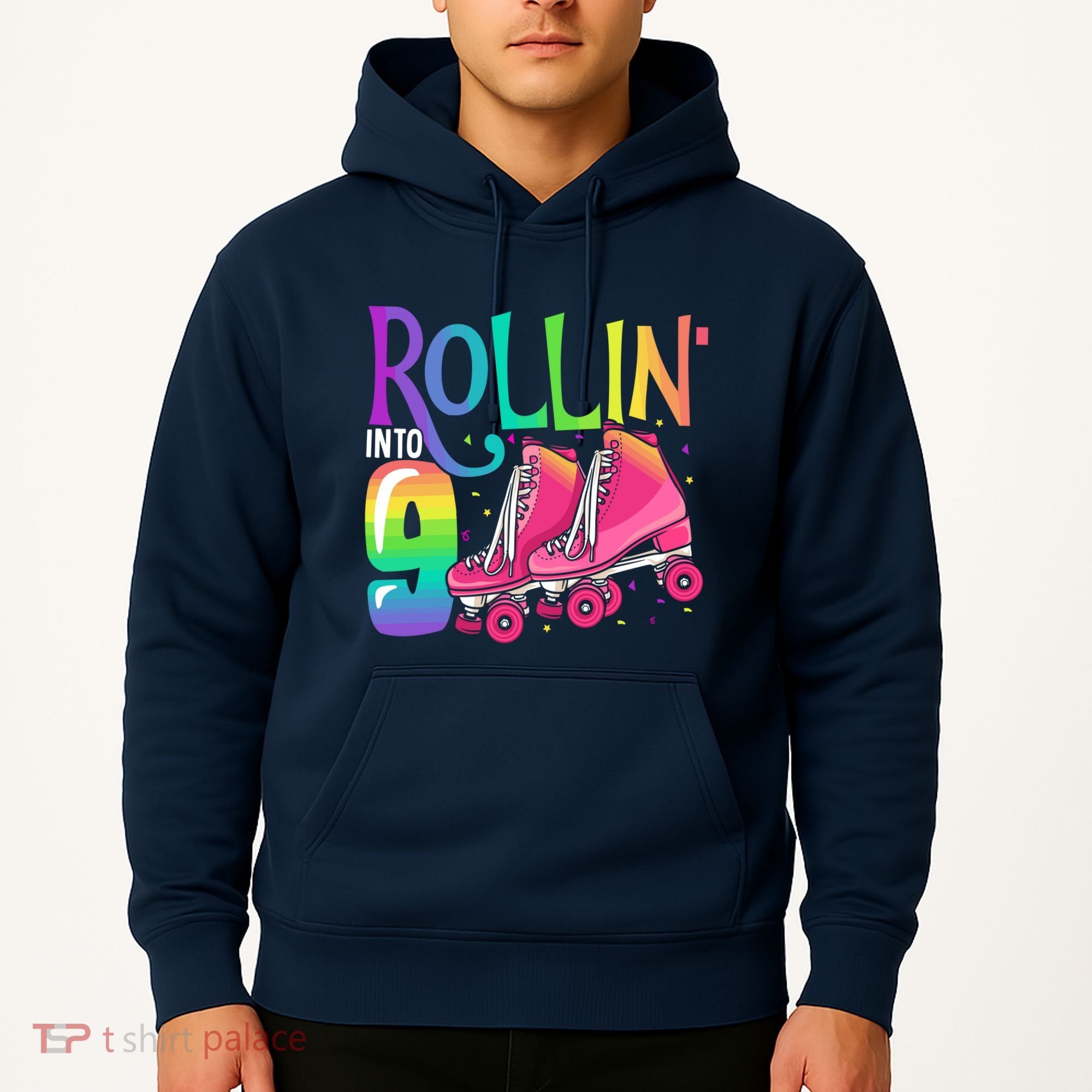 Rolling Into 9 Years Old Roller Skating Girl 9th Birthday Hoodie