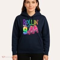 Rolling Into 9 Years Old Roller Skating Girl 9th Birthday Hoodie thumb 5
