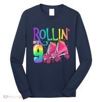 Rolling Into 9 Years Old Roller Skating Girl 9th Birthday Long Sleeve Shirt thumb 0