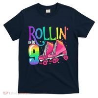 Rolling Into 9 Years Old Roller Skating Girl 9th Birthday T-Shirt thumb 0