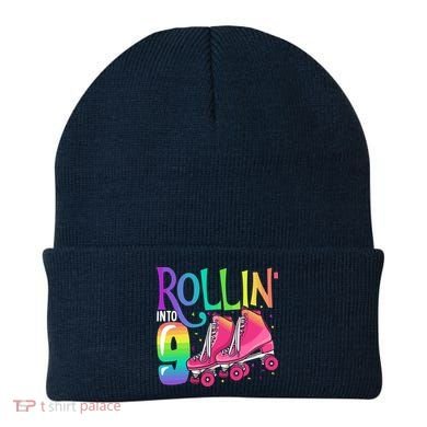 Rolling Into 9 Years Old Roller Skating Girl 9th Birthday Beanie