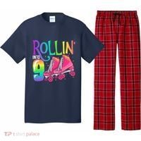 Rolling Into 9 Years Old Roller Skating Girl 9th Birthday Pajama Set thumb 0