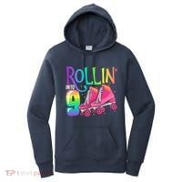 Rolling Into 9 Years Old Roller Skating Girl 9th Birthday Women's Hoodie thumb 0