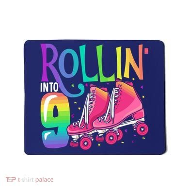 Rolling Into 9 Years Old Roller Skating Girl 9th Birthday Mousepad