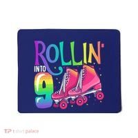 Rolling Into 9 Years Old Roller Skating Girl 9th Birthday Mousepad thumb 0