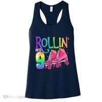 Rolling Into 9 Years Old Roller Skating Girl 9th Birthday Women's Tank Top thumb 0