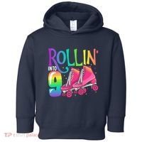Rolling Into 9 Years Old Roller Skating Girl 9th Birthday Toddler Hoodie thumb 0