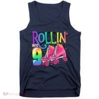 Rolling Into 9 Years Old Roller Skating Girl 9th Birthday Tank Top thumb 0