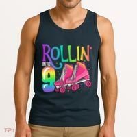 Rolling Into 9 Years Old Roller Skating Girl 9th Birthday Tank Top thumb 3