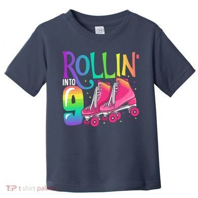 Rolling Into 9 Years Old Roller Skating Girl 9th Birthday Toddler T-Shirt