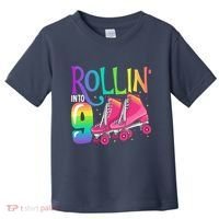 Rolling Into 9 Years Old Roller Skating Girl 9th Birthday Toddler T-Shirt thumb 0