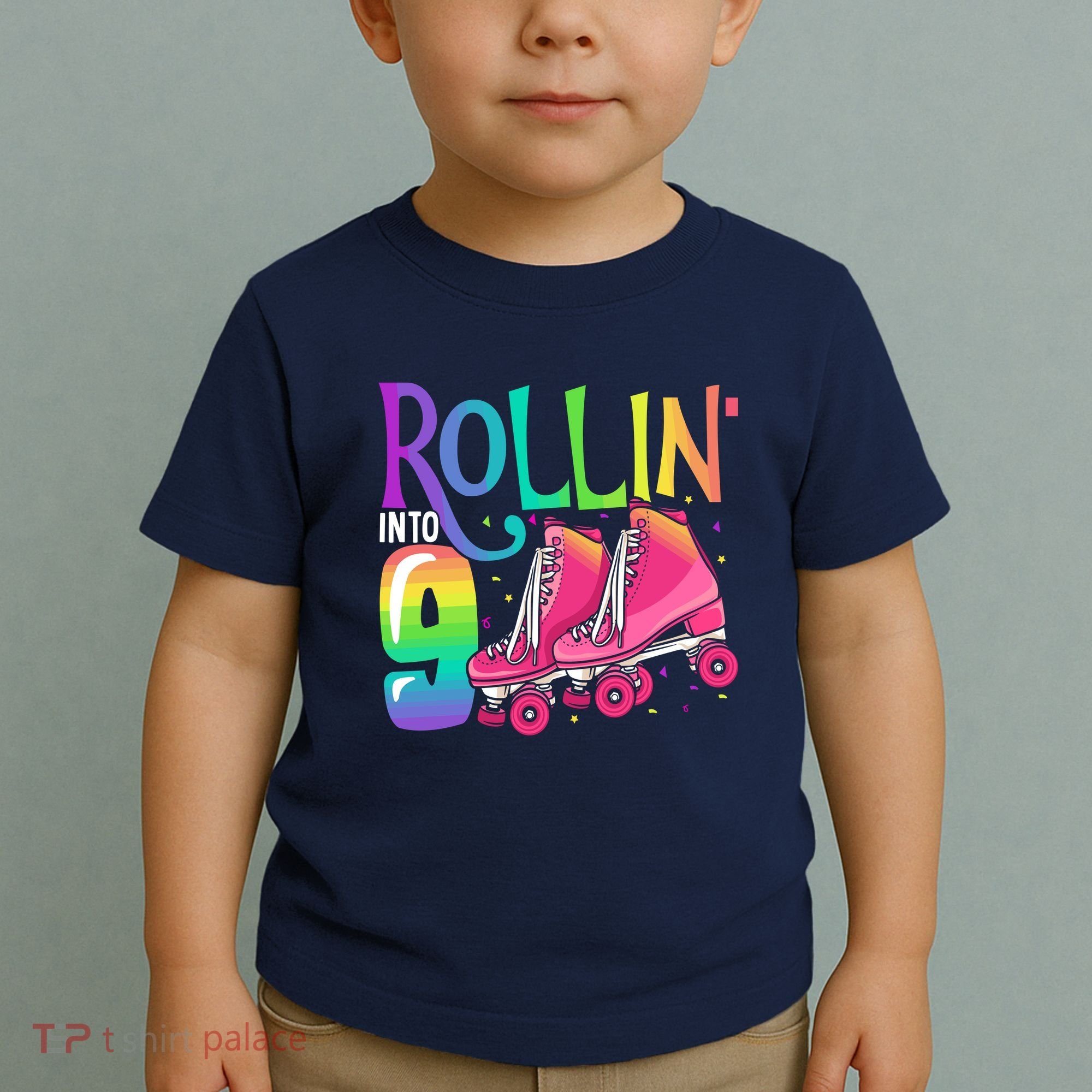 Rolling Into 9 Years Old Roller Skating Girl 9th Birthday Toddler T-Shirt