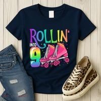 Rolling Into 9 Years Old Roller Skating Girl 9th Birthday Women's T-Shirt thumb 3
