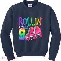 Rolling Into 9 Years Old Roller Skating Girl 9th Birthday Kids Sweatshirt thumb 0