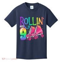 Rolling Into 9 Years Old Roller Skating Girl 9th Birthday Kids T-Shirt thumb 0