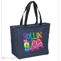 Rolling Into 9 Years Old Roller Skating Girl 9th Birthday Tote Bag thumb 2