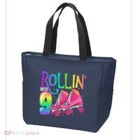 Rolling Into 9 Years Old Roller Skating Girl 9th Birthday Tote Bag thumb 3