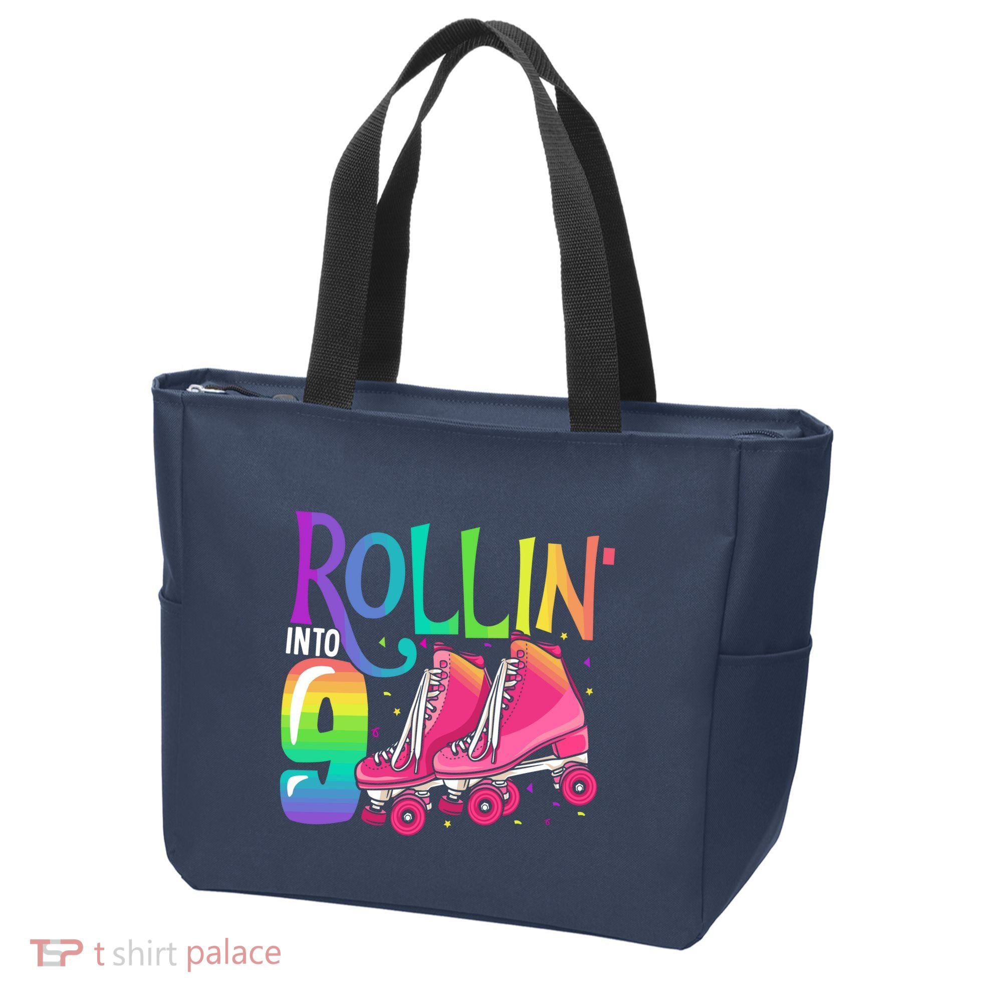 Rolling Into 9 Years Old Roller Skating Girl 9th Birthday Tote Bag