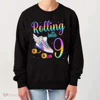 Rolling Into 9 years Lets Roll I'm Turning 9 Roller Skate Women's Sweatshirt thumb 0