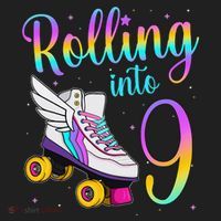 Rolling Into 9 years Lets Roll I'm Turning 9 Roller Skate Women's Sweatshirt thumb 2