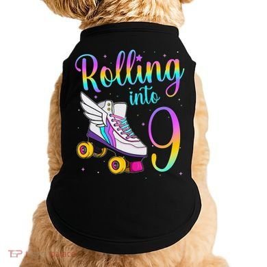 Rolling Into 9 years Lets Roll I'm Turning 9 Roller Skate Doggie Tank