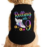 Rolling Into 9 years Lets Roll I'm Turning 9 Roller Skate Doggie Tank thumb 0