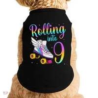 Rolling Into 9 years Lets Roll I'm Turning 9 Roller Skate Doggie Tank thumb 0