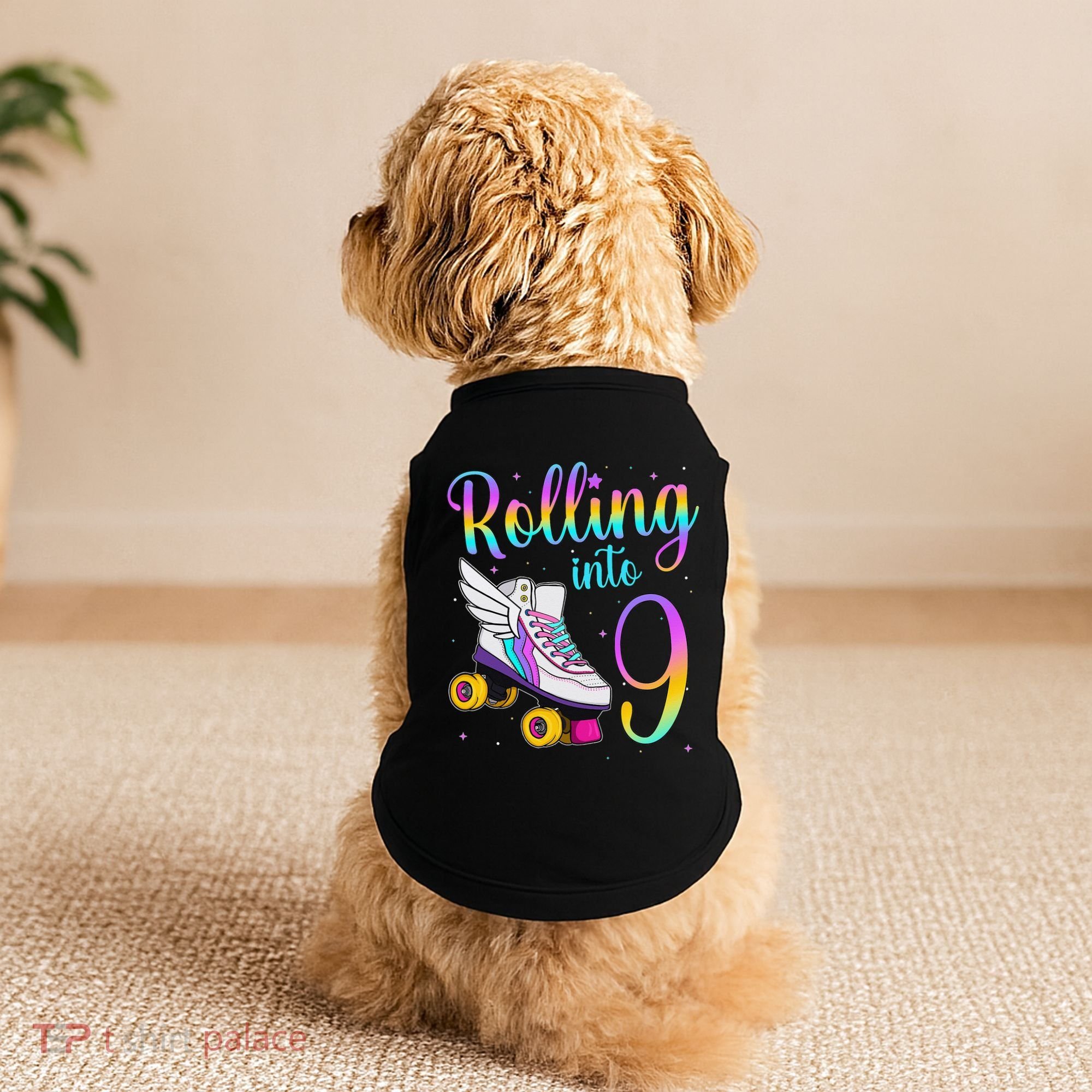 Rolling Into 9 years Lets Roll I'm Turning 9 Roller Skate Doggie Tank