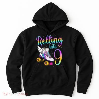 Rolling Into 9 years Lets Roll I'm Turning 9 Roller Skate Hoodie