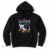 Rolling Into 9 years Lets Roll I'm Turning 9 Roller Skate Hoodie thumb 0