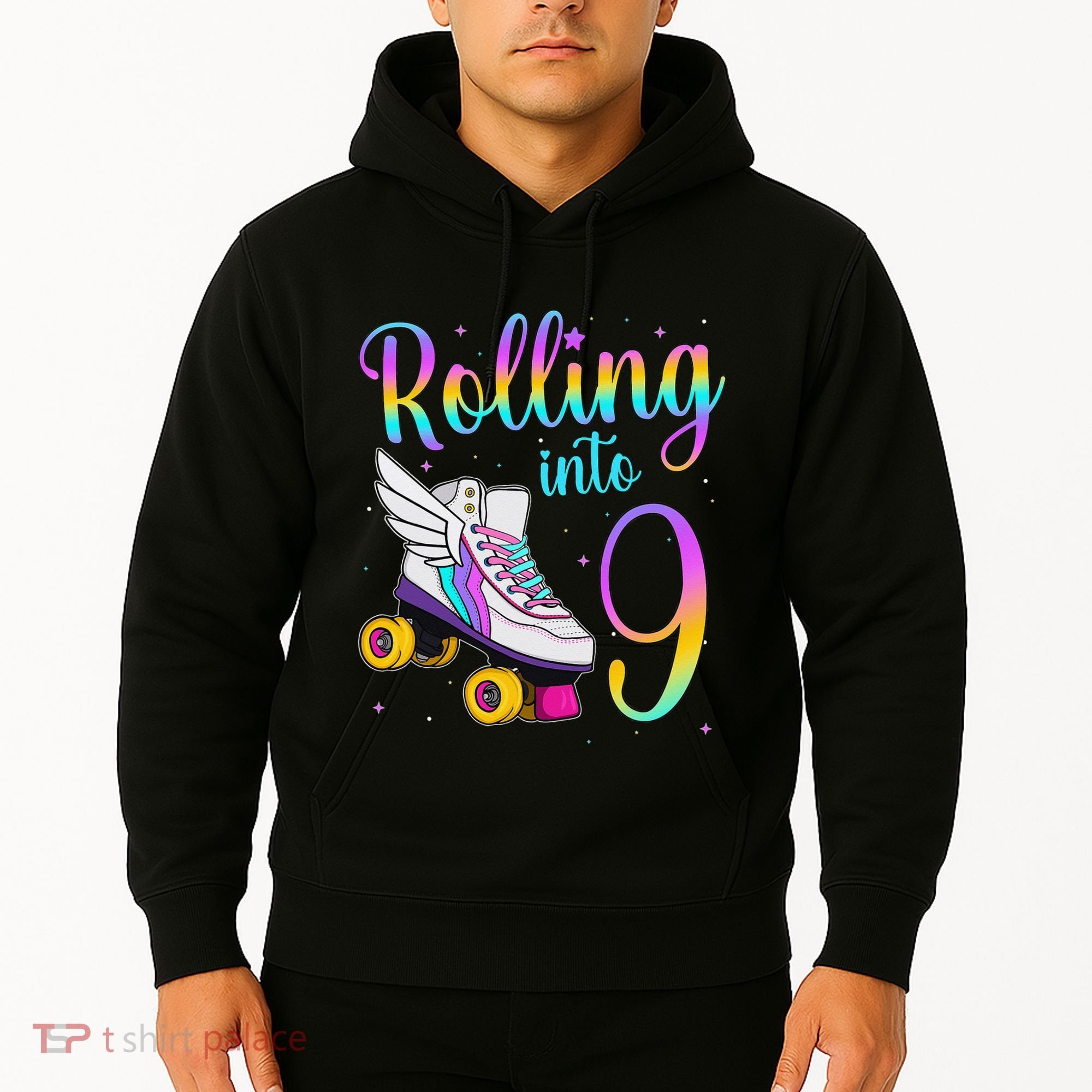 Rolling Into 9 years Lets Roll I'm Turning 9 Roller Skate Hoodie