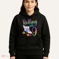 Rolling Into 9 years Lets Roll I'm Turning 9 Roller Skate Hoodie thumb 5