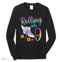 Rolling Into 9 years Lets Roll I'm Turning 9 Roller Skate Long Sleeve Shirt thumb 0