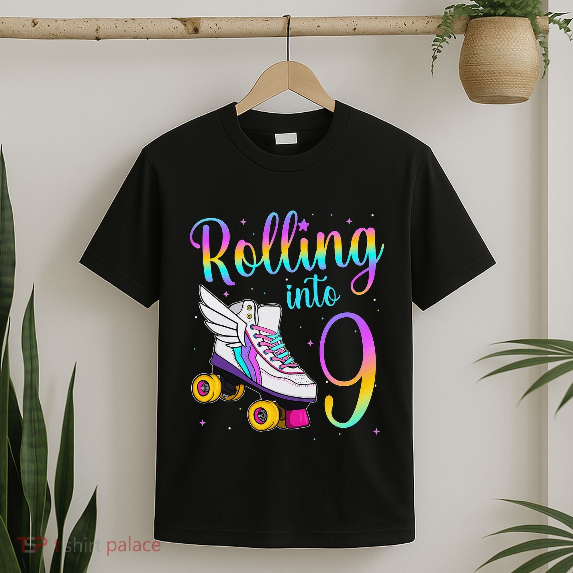 Rolling Into 9 years Lets Roll I'm Turning 9 Roller Skate T-Shirt