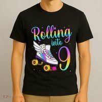 Rolling Into 9 years Lets Roll I'm Turning 9 Roller Skate T-Shirt thumb 3