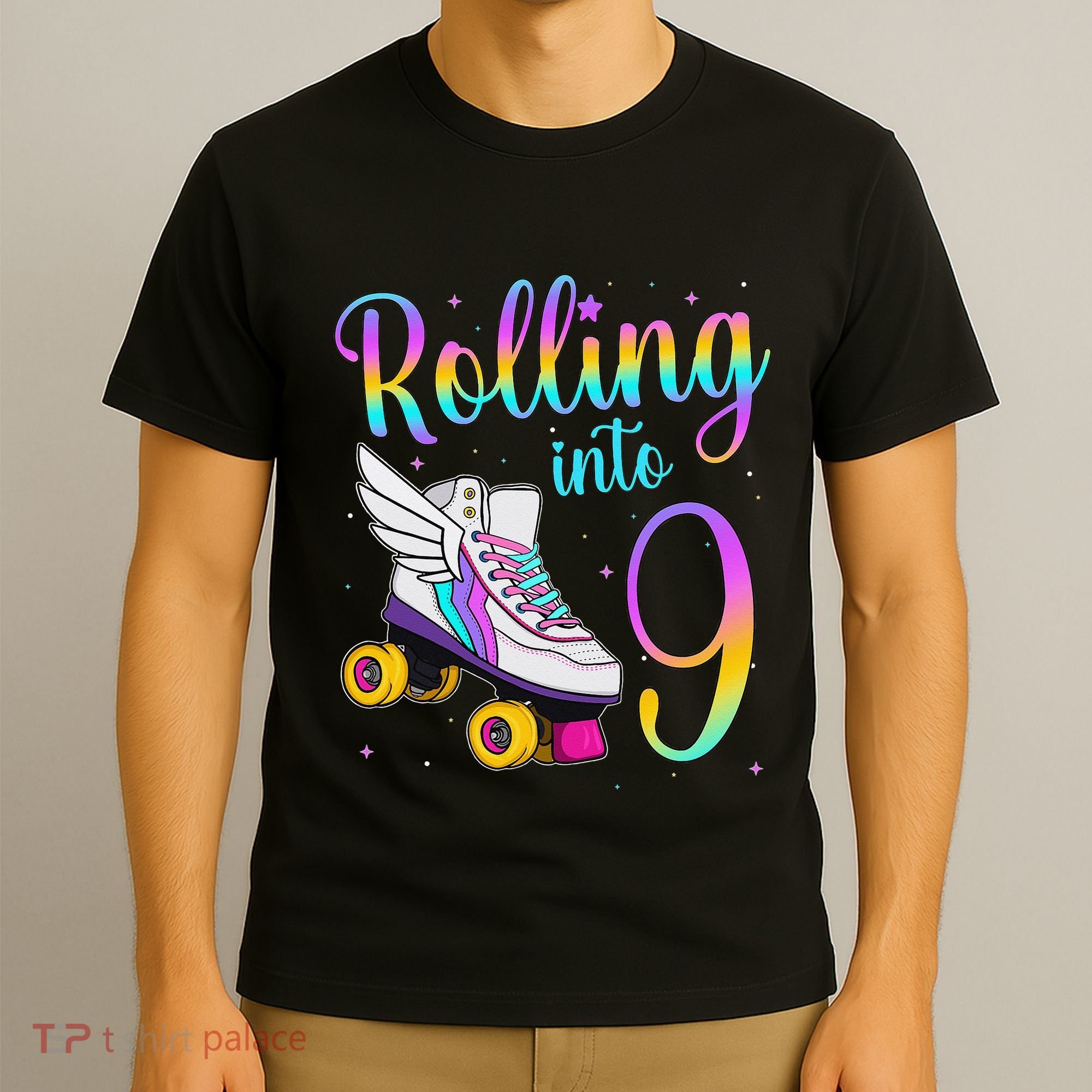 Rolling Into 9 years Lets Roll I'm Turning 9 Roller Skate T-Shirt