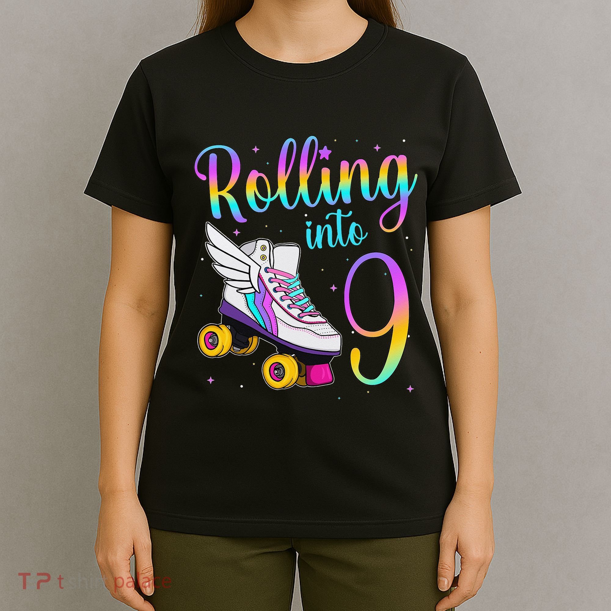 Rolling Into 9 years Lets Roll I'm Turning 9 Roller Skate T-Shirt