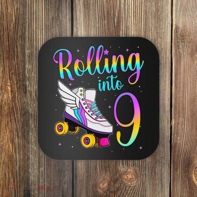Rolling Into 9 years Lets Roll I'm Turning 9 Roller Skate Coaster