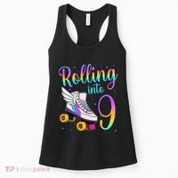 Rolling Into 9 years Lets Roll I'm Turning 9 Roller Skate Women's Tank Top thumb 0