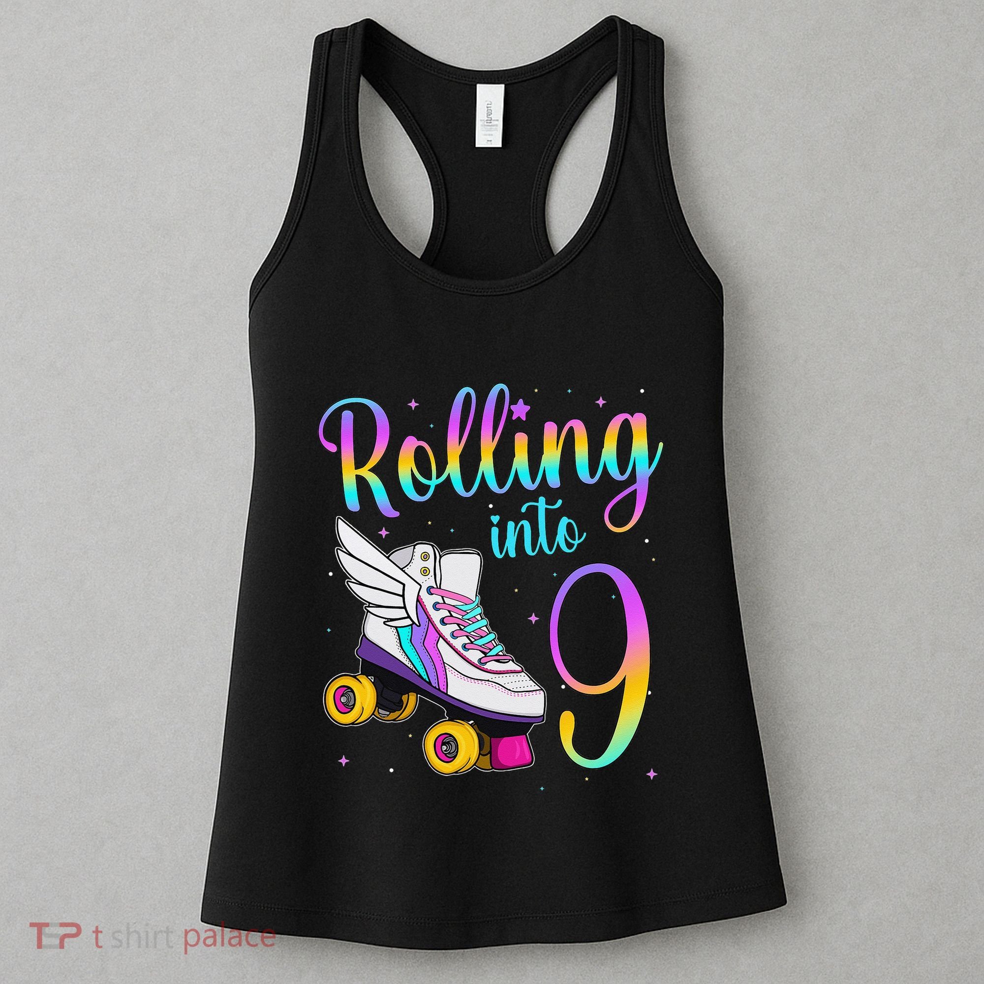 Rolling Into 9 years Lets Roll I'm Turning 9 Roller Skate Women's Tank Top