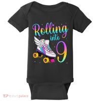 Rolling Into 9 years Lets Roll I'm Turning 9 Roller Skate Baby Bodysuit thumb 0