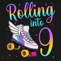 Rolling Into 9 years Lets Roll I'm Turning 9 Roller Skate Toddler Hoodie thumb 2