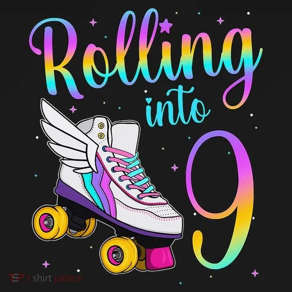 Rolling Into 9 years Lets Roll I'm Turning 9 Roller Skate Toddler Hoodie