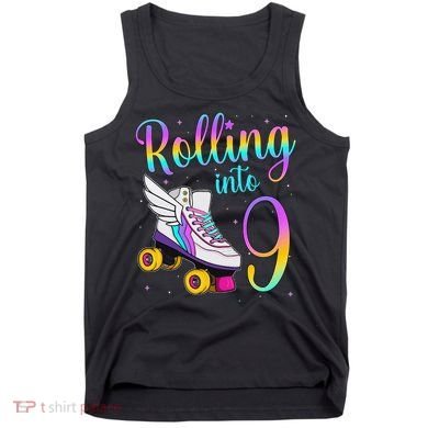 Rolling Into 9 years Lets Roll I'm Turning 9 Roller Skate Tank Top