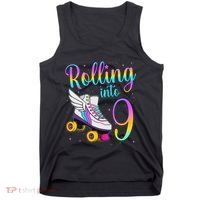 Rolling Into 9 years Lets Roll I'm Turning 9 Roller Skate Tank Top thumb 0