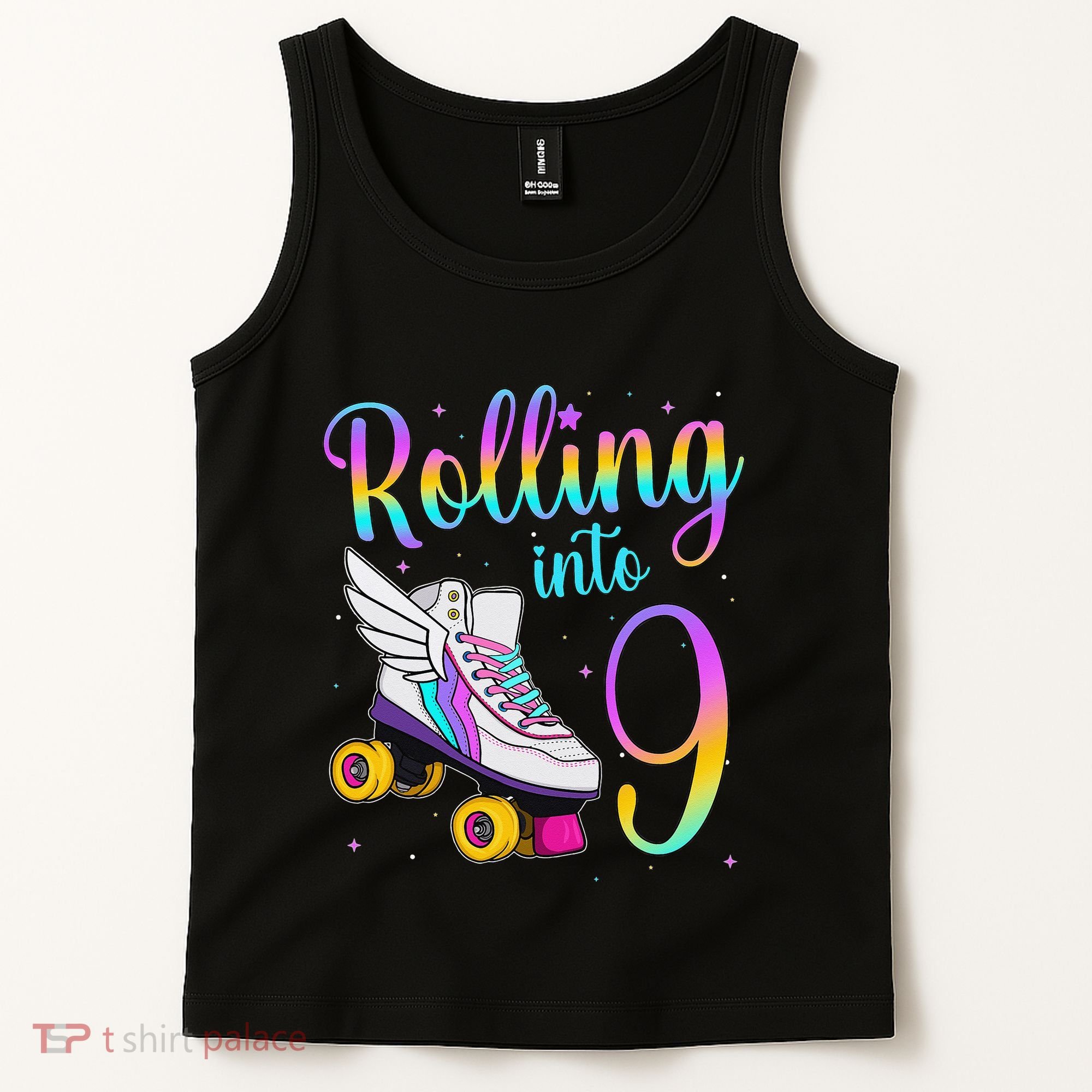 Rolling Into 9 years Lets Roll I'm Turning 9 Roller Skate Tank Top