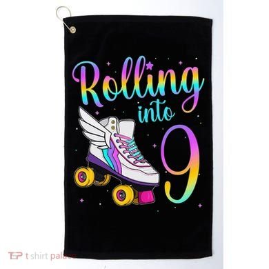 Rolling Into 9 years Lets Roll I'm Turning 9 Roller Skate Golf Towel