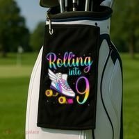 Rolling Into 9 years Lets Roll I'm Turning 9 Roller Skate Golf Towel thumb 2