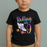 Rolling Into 9 years Lets Roll I'm Turning 9 Roller Skate Toddler T-Shirt thumb 2