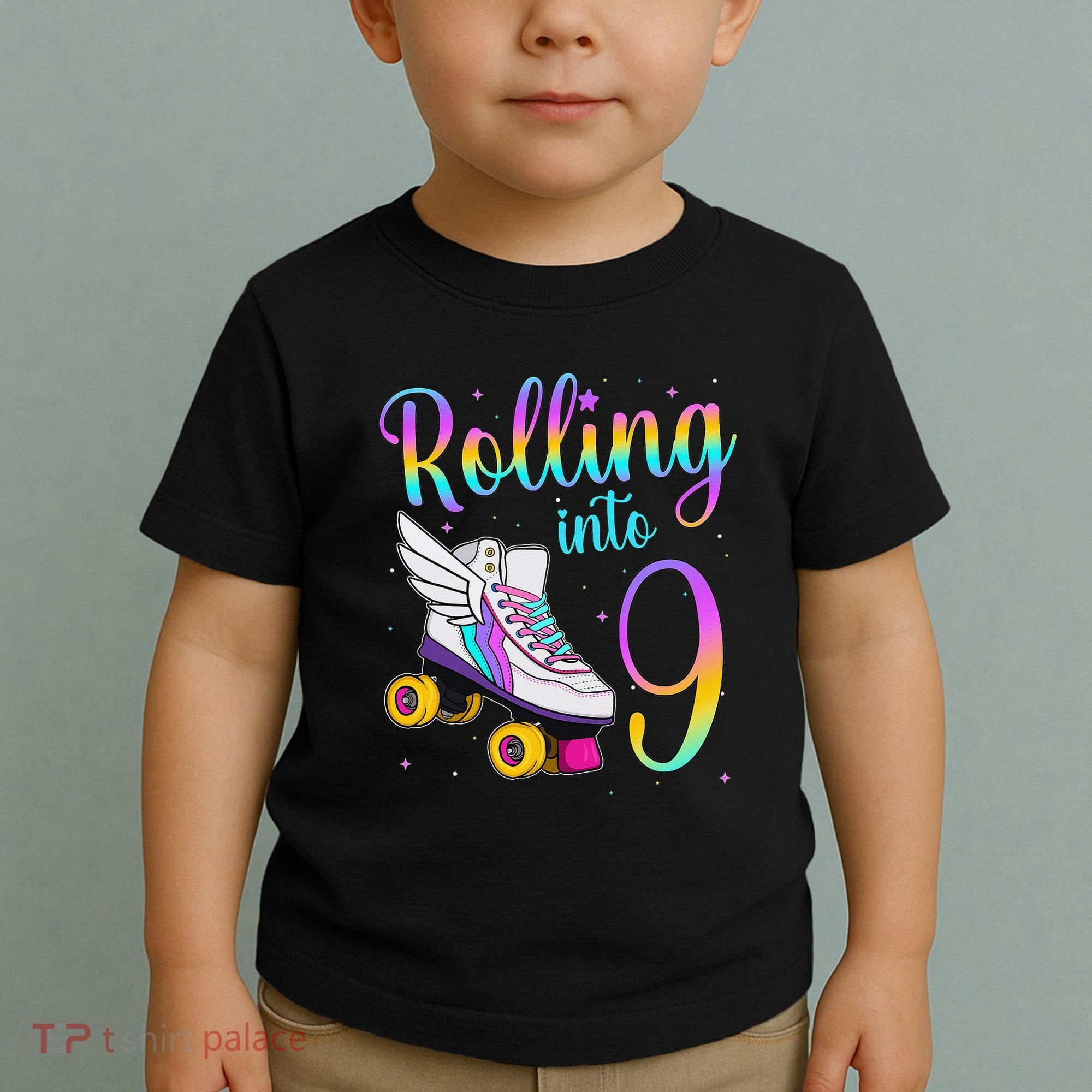 Rolling Into 9 years Lets Roll I'm Turning 9 Roller Skate Toddler T-Shirt